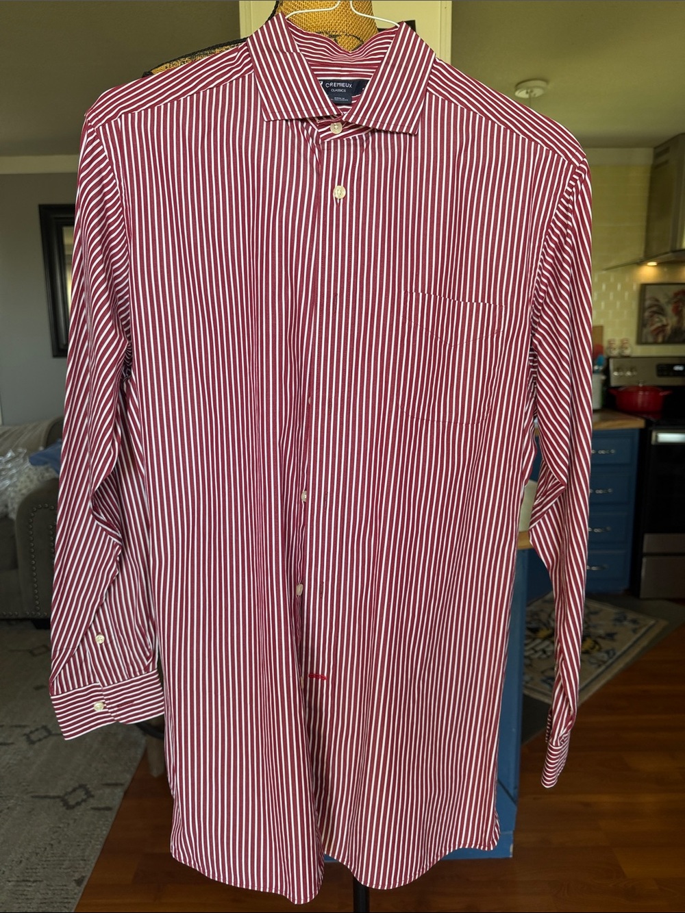 Daniel Cremieux Red and White Striped Dress Shirt